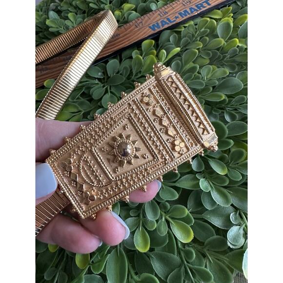 VTG Accessocraft N.Y.C. Stretch Waist Belt Gold Tone Double 23”-30” Small Medium main image 10